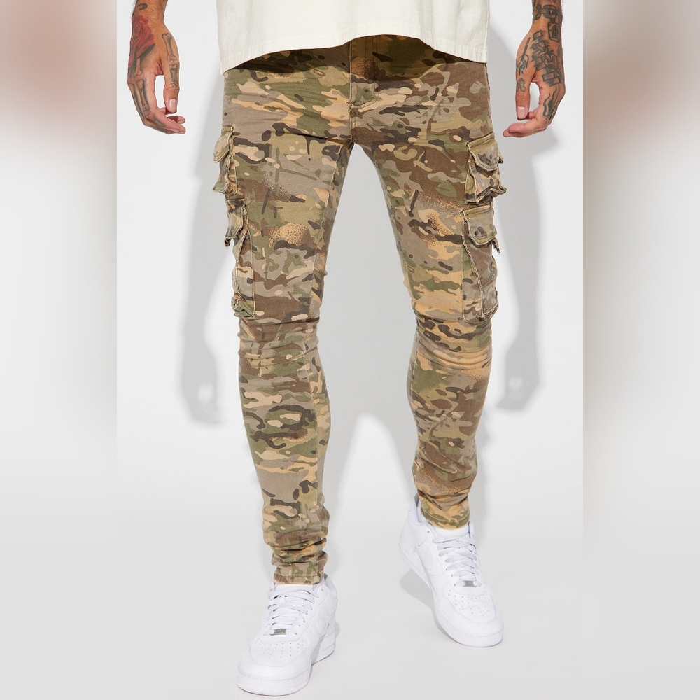 Next Move Cargo Stacked Skinny Pants - Camouflage